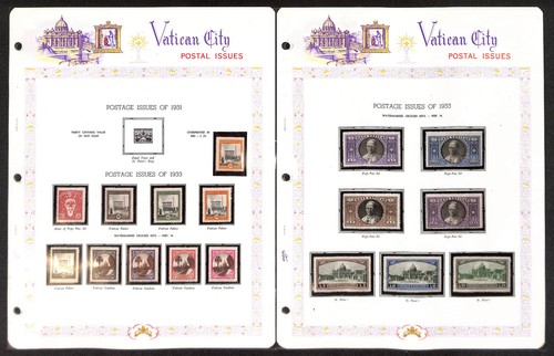 Colección de estampillas de la Ciudad del Vaticano en blanco álbum Ace, 1929-1954, juegos cargados como nuevos - Imagen 2 de 17