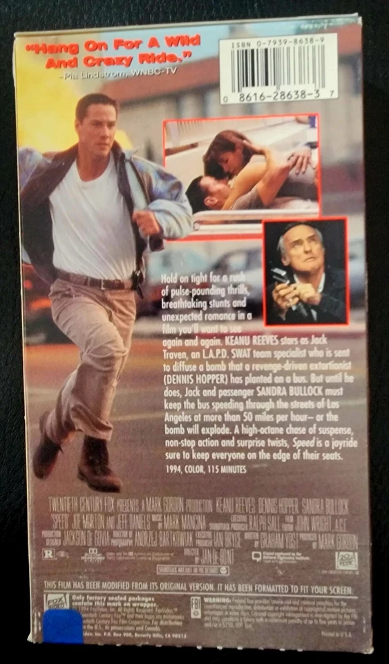 Action VHS Movies LOT Keanu Reaves Chain Reaction (VHS, 1996) / Speed VHS '94 - Image 4 of 4