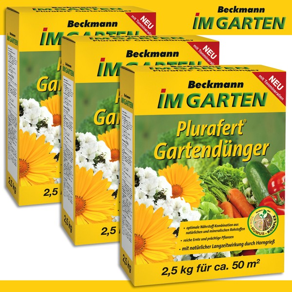 Beckmann 3 X 2,5 Kg Plurafert GartendüNger VolldüNger Horngrieß BlüTe Frucht-image