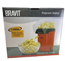 Popcorn Machine 1200W Electric Hot Air Healthy Oil Free by Bravit HOLIDAY SALE !