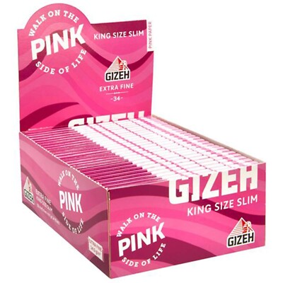 GIZEH Pink King Size Slim Longpapers Extra Fine - 34 Rolling Papers Per Pack