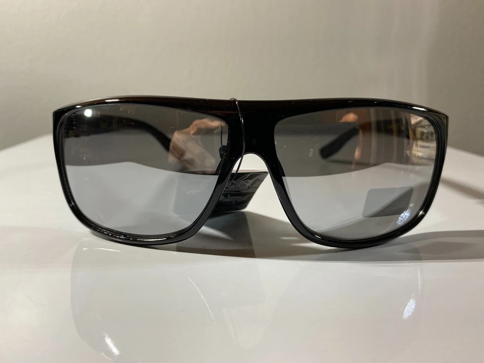 Мужские солнцезащитные очки с серыми светоотражающими линзами и декоративным логотипом боковые руки - Изображение 4 из 4