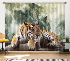 3D Animal Tiger Mountain ZHUA1343 Photo Curtain Window Blockout Fabric Amy 2023
