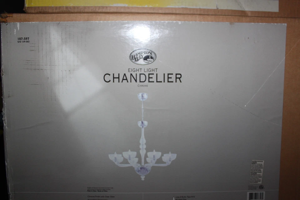 HAMPTON BAY Aristocratic HD139582 Ariel 8-Light Chrome Glass Chandelier NWT $859 - Image 3 of 4
