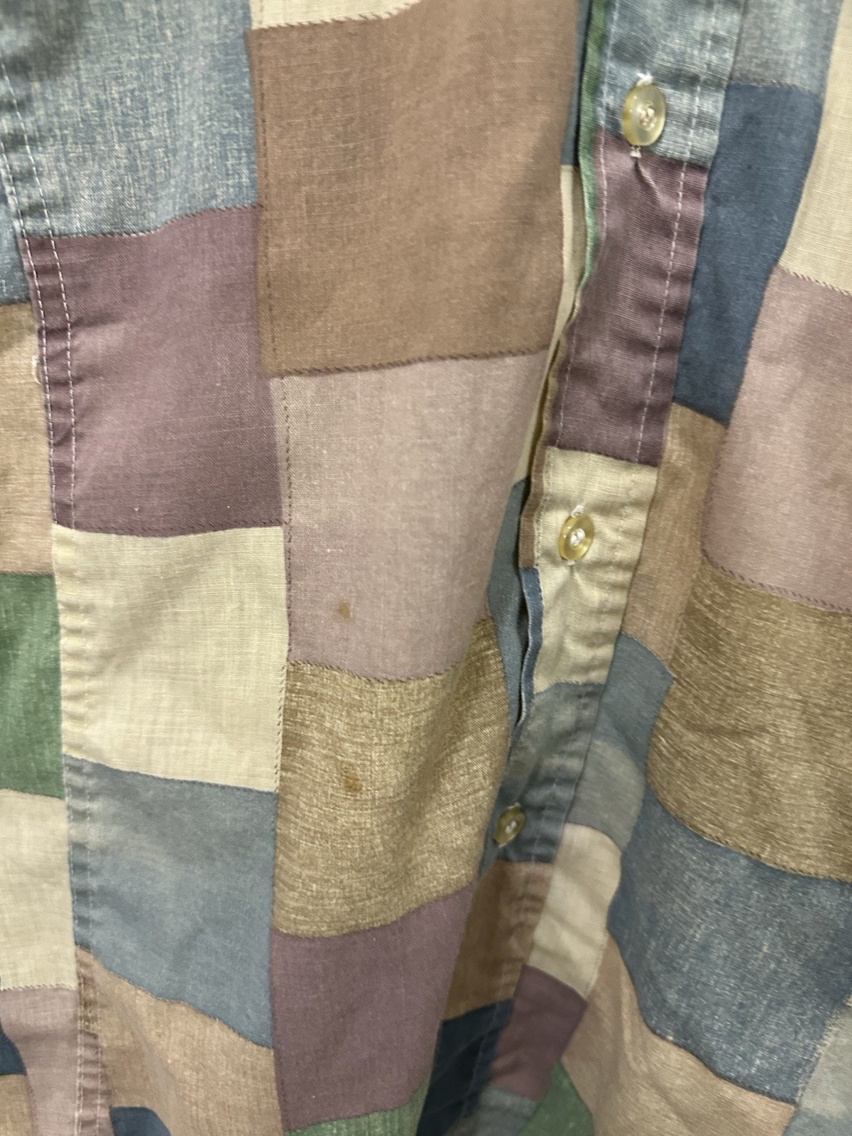 VTG 70s Levi's Pastel Patch Work Pattern Button D… - image 6