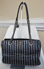 Chanel Vertical Stitches Shoulder Leather Bag (marked "Sample" "Ventes Privees")