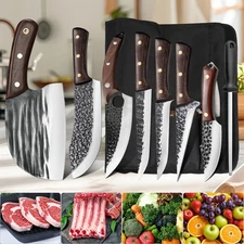 Professional Butcher Knife Set for Meat Processing 8Pcs Forged BBQ Knife Sets