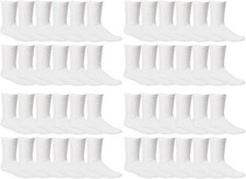 48 PK Yacht  Smith Kids Premium Cotton Crew Socks White Size 6-8-Boys Crew Sock