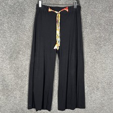 Johnny Was Calme Wide Leg Sweatpants Womens Medium Black Bamboo Silk Jersey Boho