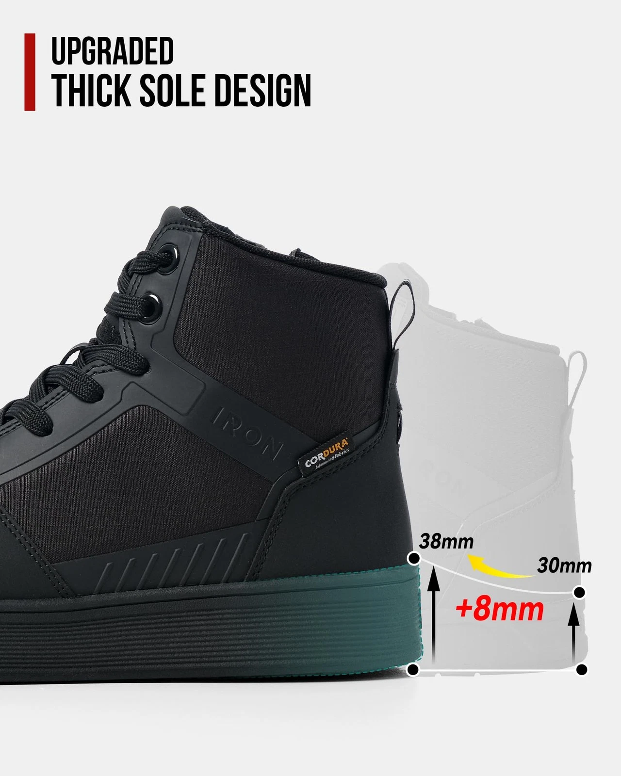 RIDEIRON Motorcycle Shoes for Men, CE Certified, Thickened AntiSlip Sole, Bre... image 8