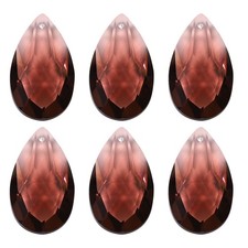 6Pcs K9 Crystal Pendants Teardrop Beads 38mm Chandelier Prisms DIY Dark Brown