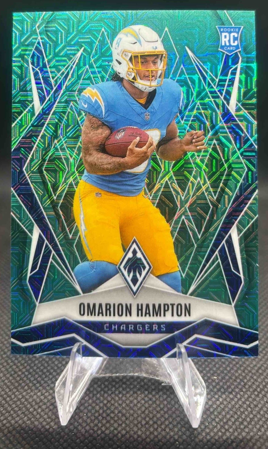 2025 Panini Phoenix Omarion Hampton #192 Teal Mojo 20/50 RC Chargers