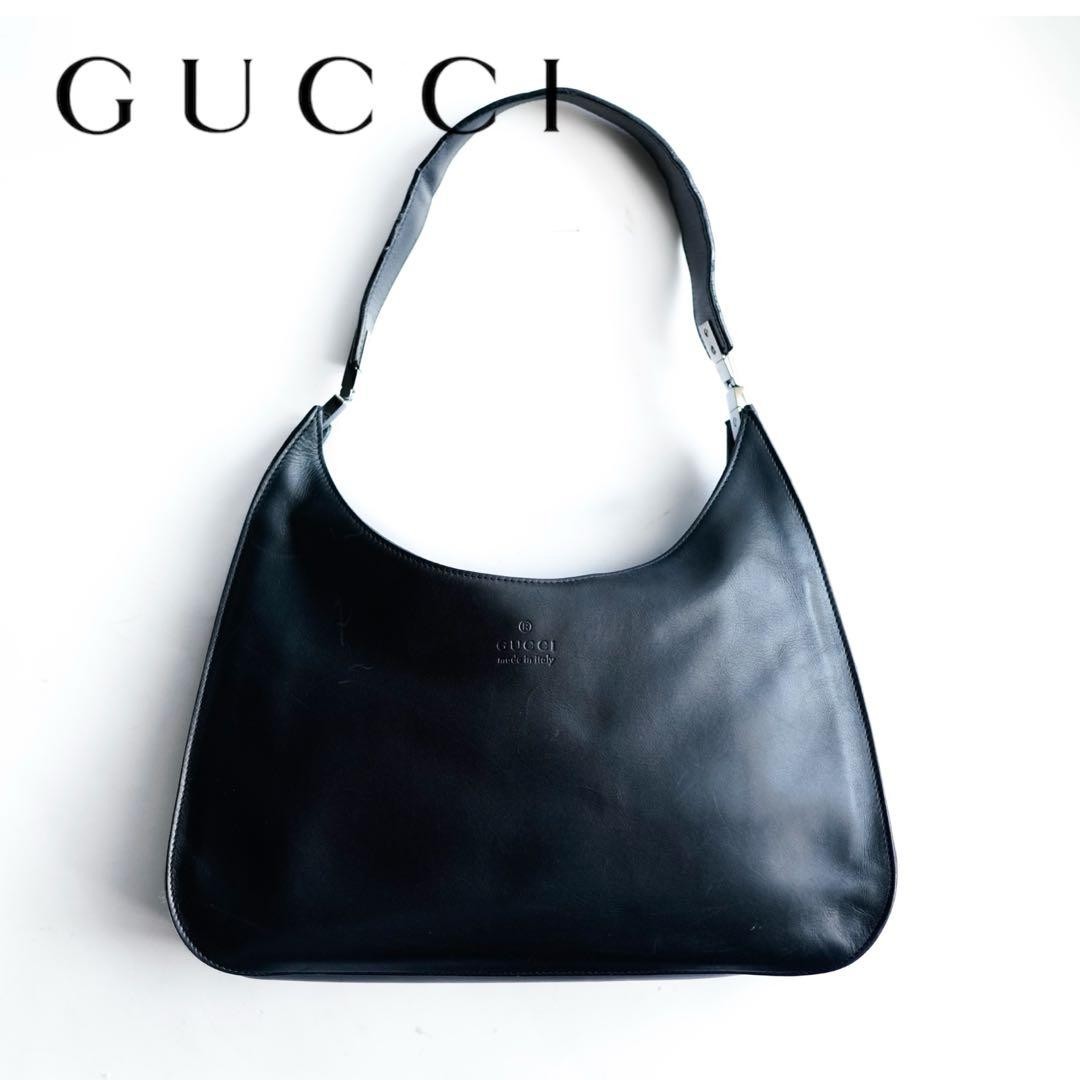GUCCI  Tom Ford Era Shoulder Bag Magnetic Leather Black Silver Hardware Japan