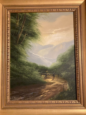 Vintage Ölgemälde von David James Leinwand signiert gerahmt Landschaftsszene