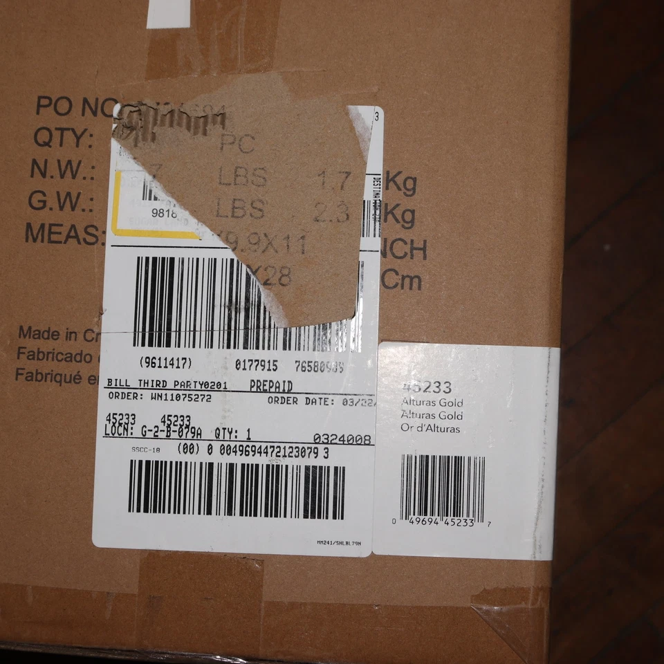 Lámpara de techo colgante Vidria Alturas dorada con vidrio transparente 1 luz Foto 2 de 4