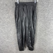 Fashion Nova Pants Women S Small Black Leather High Rise Drawstring Pockets