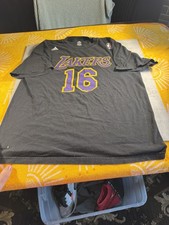 Adidas Pau Gasol Los Angeles Lakers #16 Black NBA Name and Number T-Shirt Size L