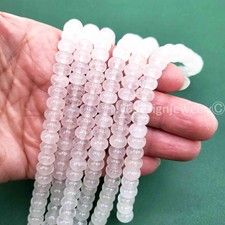 White Rondelle Beads, Gemstone Strand 8x5mm 15 inch