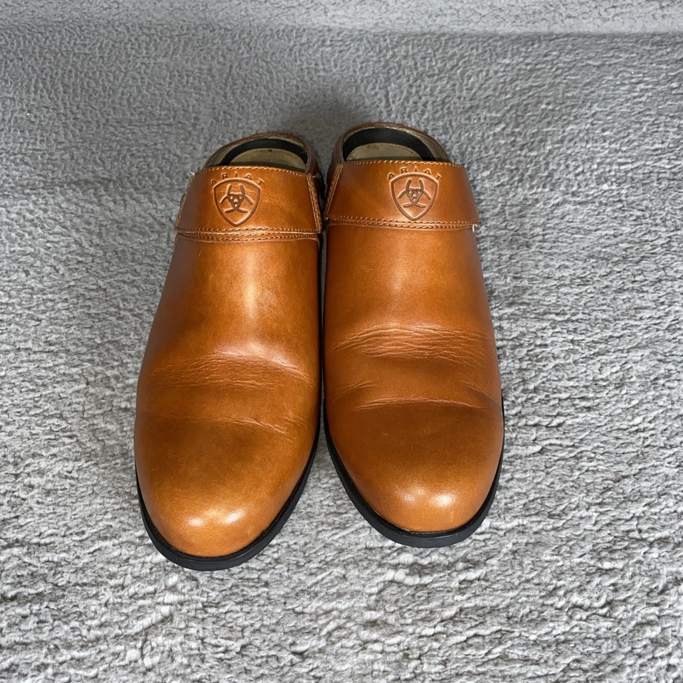 Tamancos femininos Ariat tamanho 9,5B/9B couro marrom slingback mula conforto Western LEIA - Imagem 4 de 4