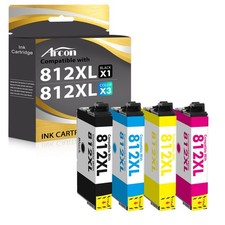 4 PK T812XL Ink Cartridges For Epson 812XL WorkForce WF-7840 7310 7820 EC-C7000