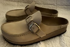 Birkenstock Buckley Beige Leather Clog Arch Support Adjustable Strap Women's 8