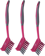 Home Dish Brush, 3-Pack Pink, Nylon Bristles  Handle, Kitchen  Bathroom Cleani