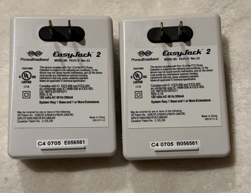 Phonex Broadband EasyJack 2 Phone Jack At Any Electric Outlet  PX-211 D