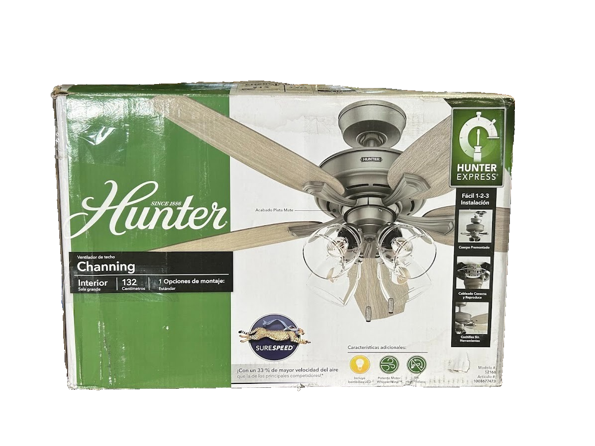 Hunter Channing 52 in. Hunter Express Indoor Matte Silver Ceiling Fan