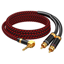 3.5Mm to 2 RCA Audiophile Audio Cable Stereo Braided Gold Plated Oxgen-Free