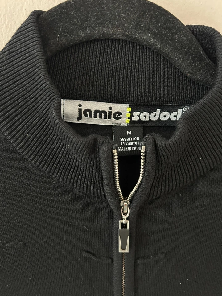 Jaqueta Jamie Sadock preta com zíper completo colete mangas removíveis golfe ao ar livre tamanho M - Imagem 2 de 4