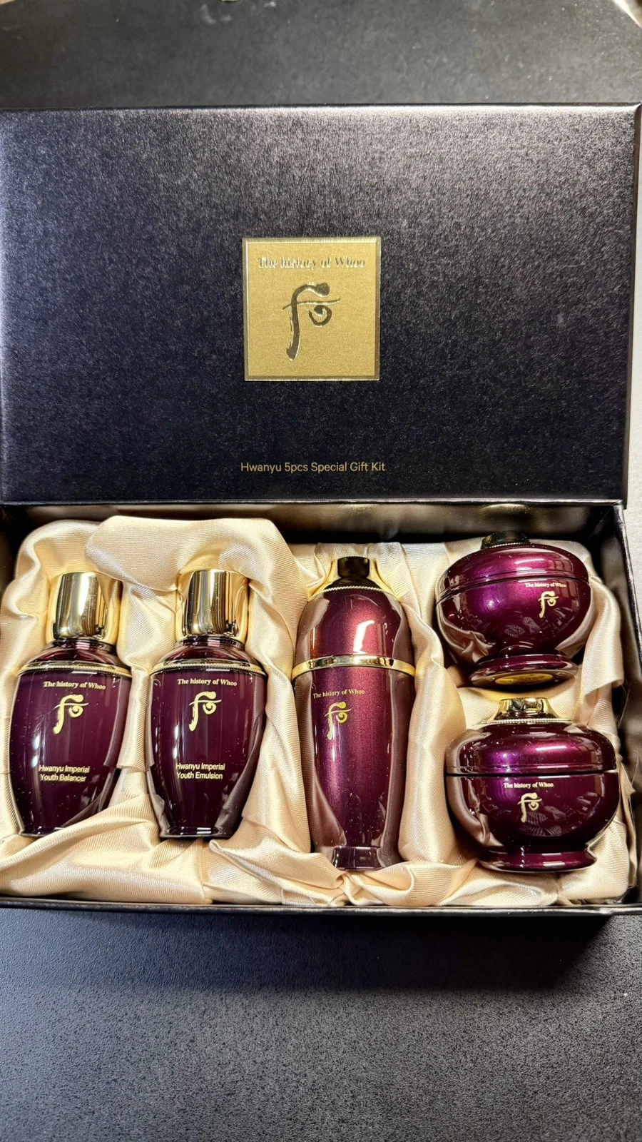 NIB THE HISTORY OF WHOO HWANYU IMPERIAL YOUTH ANTI WRINKLE MINI 5PCS SET, Exp 27