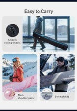 TOURIT Rolling Double Ski Snowboard Bag, Fully Padded with Wheels. 195 25 37cm.