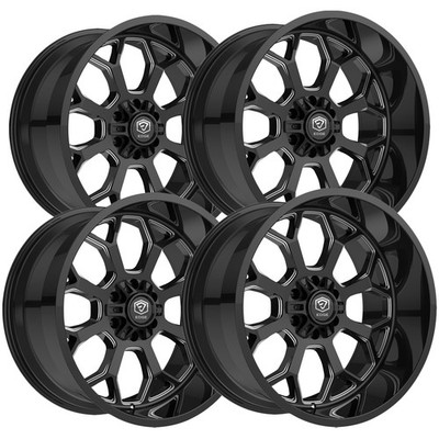 (Set of 4) Edge Off-Road 301BM 20x9 6x135/6x5.5'' +0mm Black/Milled Wheels Rims