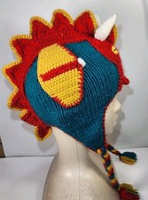 Andes Gifts Hand Knit Dragon Hat Infant Toddler Alpaca Blend Winter Tie