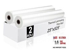 2 Pack Thermal Laminating Film Roll, 1" Core, 1.5 Mil Clear Laminate Rolls,
