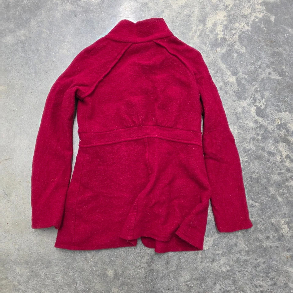 Abrigo Chaqueta Para Mujer Anthropologie Sparrow Rojo Botón Frontal Mezcla Lana Peplum XS Foto 3 de 4