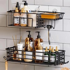 Shower Caddy Set Suction Cup No Drill Bathroom Shelf Stainless Steel Rustproof