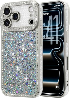 iPhone 17 Pro Max Case Glitter, Luxury Shiny Bling Sparkly Bumper Cover with Dia