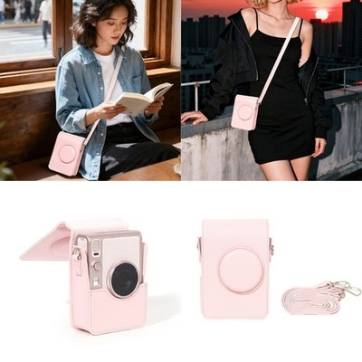 Waterproof Crossbody Bag For Mini EVO Camera Pink PU Leather Case Shell