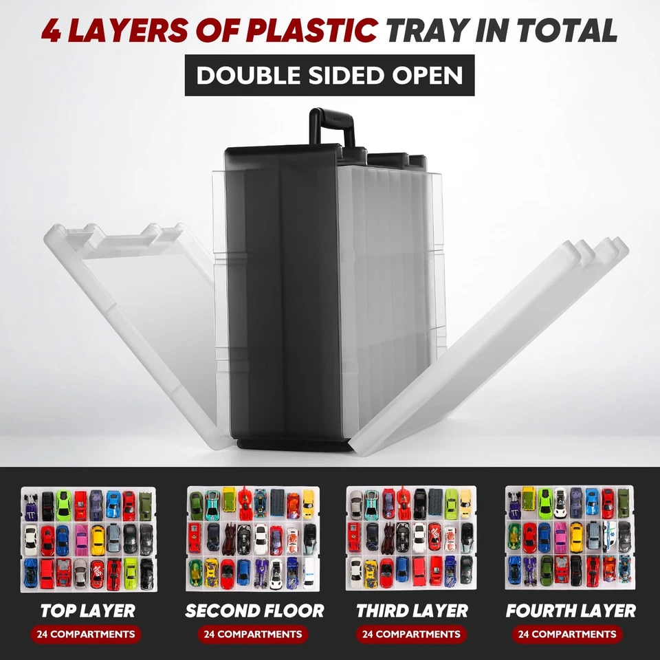 Sturdy Toy Storage Carrying Case for 1:64 Scale Small Toy Cars - 96 Slot Toy ... - Image 2 of 4
