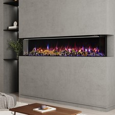 Panoramic Electric Fireplace Media Realistic Fire Flame Wall Recessed Design Kit