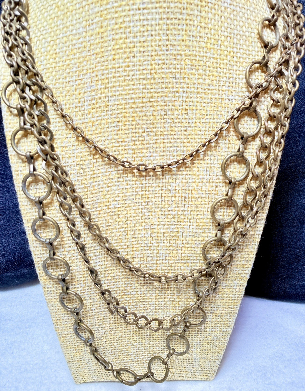 Solid Brass Industrial Multi-Strand Necklace Laye… - image 2
