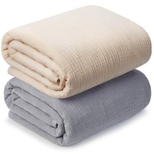 Muslin Swaddle Blankets for Newborn, 2 Pack Breathable Soft Receiving Blanket...