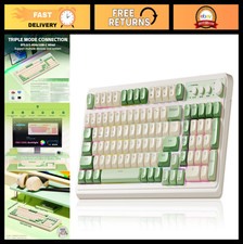 Wireless Gaming Keyboard, Green Creamy RGB Backlit, Mechanical Computer Keys