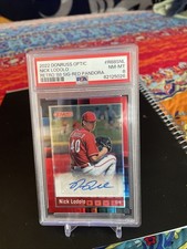Nick Lodolo-2022 Donruss Optic  R88SNL Red Pandora Auto /12 PSA8