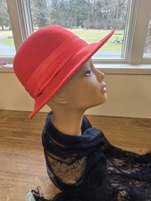 Vintage Red Wool Felt Hat With Styled Matching Red Band