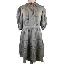 Gap Sage Green Eyelet Lace Puff Sleeve Mini Dress NWT Small Tall Cottagecore