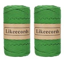 Likeecords 2 Skeins Braided Macrame Cotton Cord 3mm x 100m, 100 Cotton Rope Str