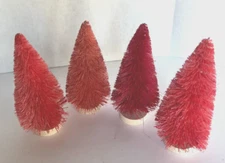 Creative Co-Op Boxed Set of 4 Coral Colors Bottle Brush Trees 4 1/2"H x 2"W