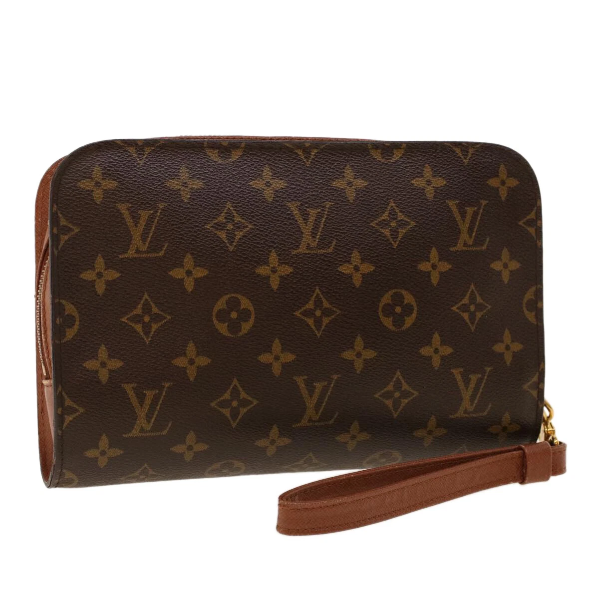 LOUIS VUITTON Orsay Monogram Canvas Clutch Bag Brown